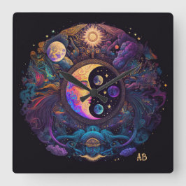 Reloj Cuadrado Crea tu propio hombre místico en la luna