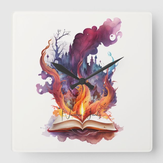 Reloj Cuadrado Crea tu propio libro de bomberos (Anverso)