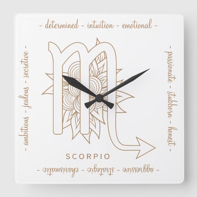 Reloj Cuadrado Crea tu propio oro elegante y escorpión blanco (Anverso)