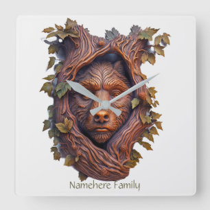 Reloj Cuadrado Crea tu propio osito de madera esculpida de imitac