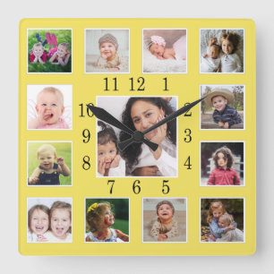 Reloj Cuadrado Crea tu propio Personalizado de 13 Collages de fot
