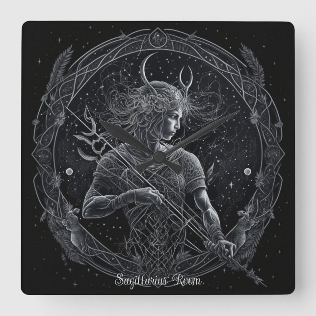 Reloj Cuadrado Crea tu propio Sagittarius De Astrología Mística (Anverso)