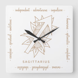 Reloj Cuadrado Crea tu propio Sagittarius Oro y Blanco Elegante