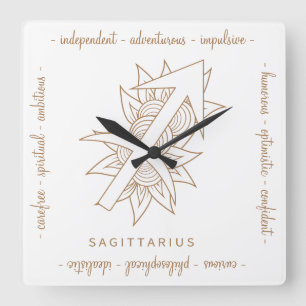 Reloj Cuadrado Crea tu propio Sagittarius Oro y Blanco Elegante