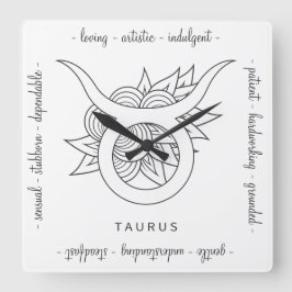 Reloj Cuadrado Crea tu propio Tauro Blanco y Negro Elegante