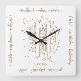 Reloj Cuadrado Crea tu propio Zodiac de Oro y Virgo Blanco Elegan