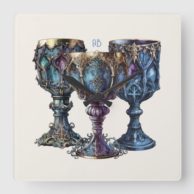 Reloj Cuadrado Crea tus propias calidades azules con relieve dora (Anverso)