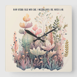 Reloj Cuadrado Crea tus propias hierbas y flores silvestres mágic