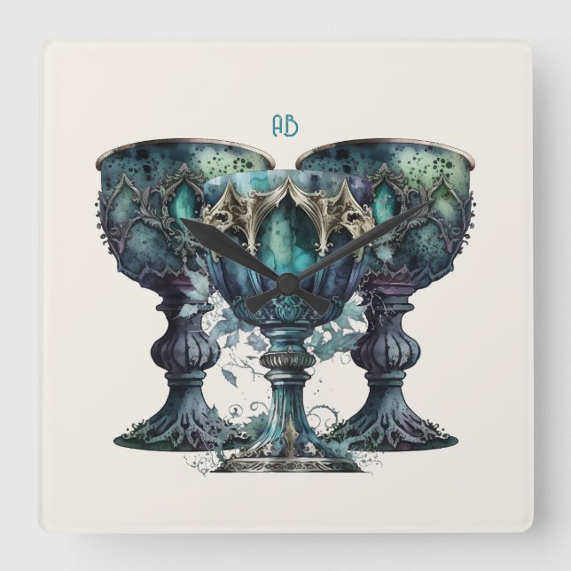 Reloj Cuadrado Crea tus propias salsas góticas verdes (Anverso)