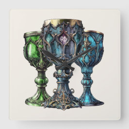 Reloj Cuadrado Crea tus propios agujeros góticos verdes y azules