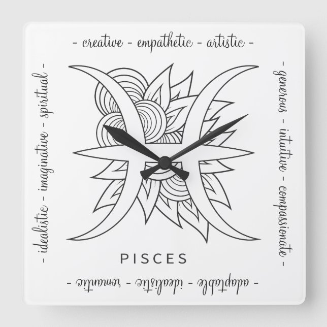 Reloj Cuadrado Crea tus propios y elegantes pinzas negras y blanc (Anverso)