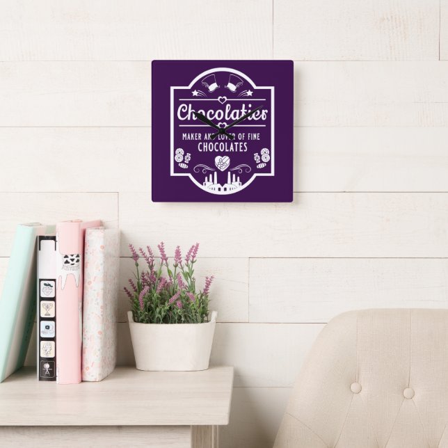 Reloj Cuadrado Creador de chocolate (Sala de lectura)