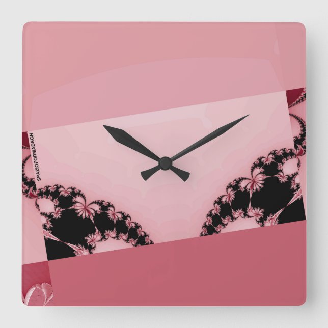 Reloj Cuadrado Creamia de Jardín Fractal (Anverso)