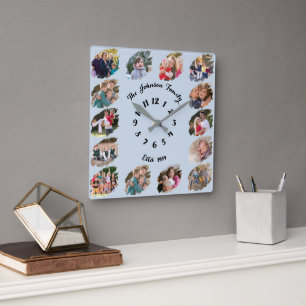 Reloj Cuadrado Crear Collage de fotos de familia Personalizado Gu