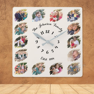 Reloj Cuadrado Crear Collage de Fotos Familiares Personalizadas M