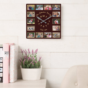 Reloj Cuadrado Crear el Collage de fotos de la familia Personaliz