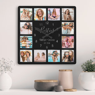 Reloj Cuadrado Crear su Collage de fotos Personalizado Amistad mo