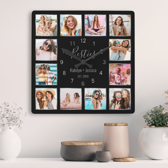 Reloj Cuadrado Crear su Collage de fotos Personalizado Amistad mo (Subido por el creador)