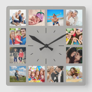 Reloj Cuadrado Crear su propia familia de Collages de fotos Perso
