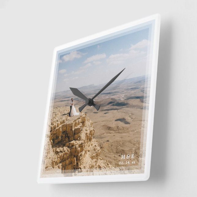 Reloj Cuadrado Crear su propia foto de Boda memorable Personaliza (Ángulo)