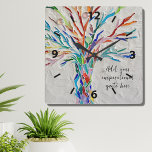 Reloj Cuadrado Crear su propio mensaje Inspirador<br><div class="desc">Este reloj de pared único está decorado con un diseño de mosaico de color arcoiris. Puede agregar la cita inspiradora o el mensaje que ha elegido para personalizarla. Puede editar el tipo de letra, el tamaño del tipo de letra y el color del tipo de letra. Original Mosaico © Michele...</div>