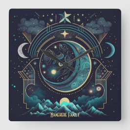 Reloj Cuadrado Crear su propio paisaje lunar celeste abstracto