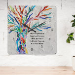 Reloj Cuadrado Crear su propio presupuesto Inspirador/motivaciona<br><div class="desc">Esta cerradura decorativa de pared cuenta con un árbol de mosaicos de colores arcoiris y una cita inspiradora. El texto es personalizable para que pueda reemplazar la cita. Utilice la Herramienta de diseño para cambiar el tamaño, estilo o color del texto. No encontrarás esta imagen exacta de otros diseñadores a...</div>