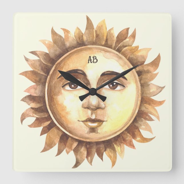 Reloj Cuadrado Crear su propio sol completo (Anverso)
