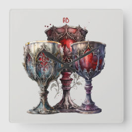 Reloj Cuadrado Crear sus propias calidades góticas rojas medieval