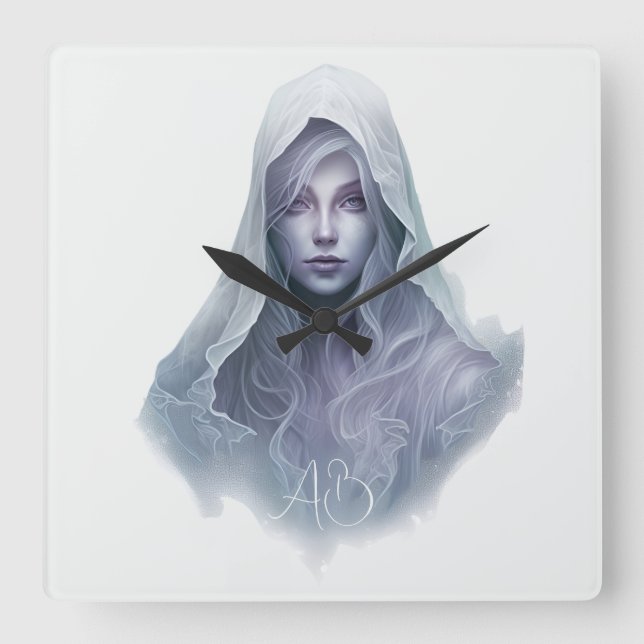 Reloj Cuadrado Crear tu propia bruja púrpura (Anverso)