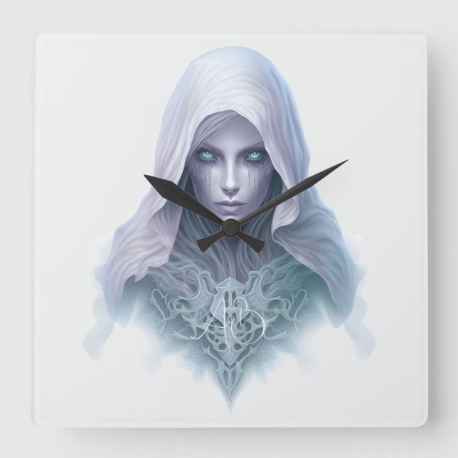 Reloj Cuadrado Crear tu propia bruja violeta de cervecero (Anverso)