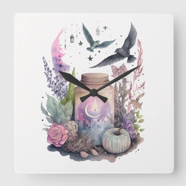 Reloj Cuadrado Crear tu propio otoño místico (Anverso)