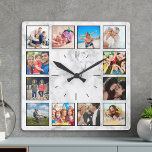 Reloj Cuadrado Crear un Collage de fotos Personalizado elegante d<br><div class="desc">Crea tu propio reloj de pared de collage de 12 fotos personalizado con tus imágenes personalizados sobre un elegante fondo de mármol blanco. Añade tus fotos, diseños o obras de arte favoritas para crear algo realmente único. Para editar esta plantilla de diseño, simplemente cargue su propia imagen como se muestra...</div>