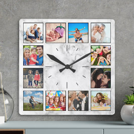 Reloj Cuadrado Crear un Collage de fotos Personalizado elegante d