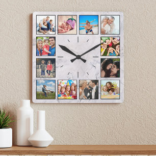 Reloj Cuadrado Crear un Collage de fotos Personalizado elegante d