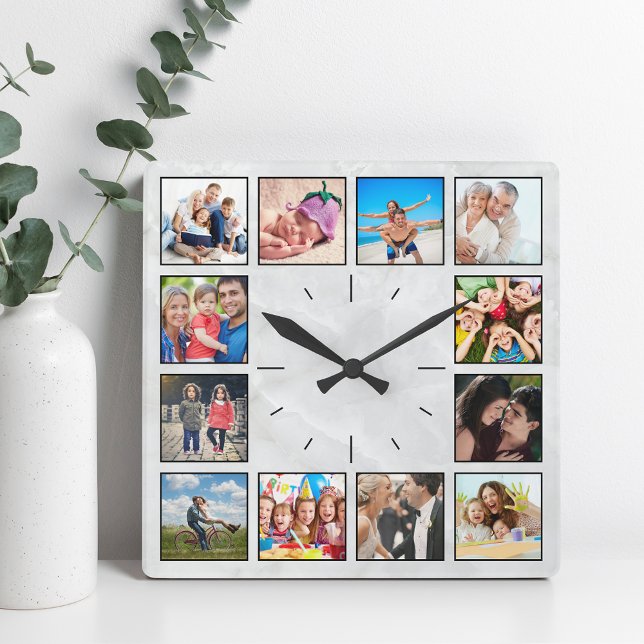 Reloj Cuadrado Crear un Collage de fotos Personalizado elegante d (Subido por el creador)