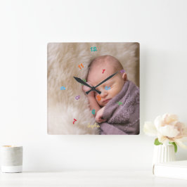 Reloj Cuadrado Create Custom Kids Name Photo Fun Jumbled Nursery