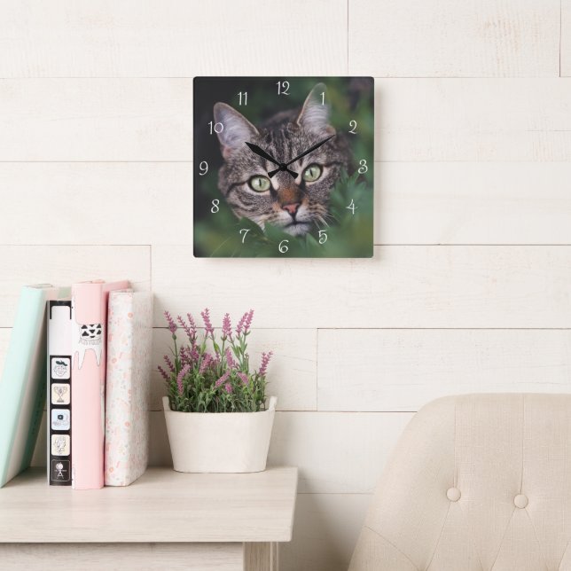 Reloj Cuadrado Create Your Own Custom Pet Photo Square Wall Clock (Sala de lectura)
