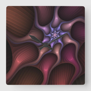 Reloj Cuadrado Crecimiento Mágico Moderno Fractal Abstracto Color
