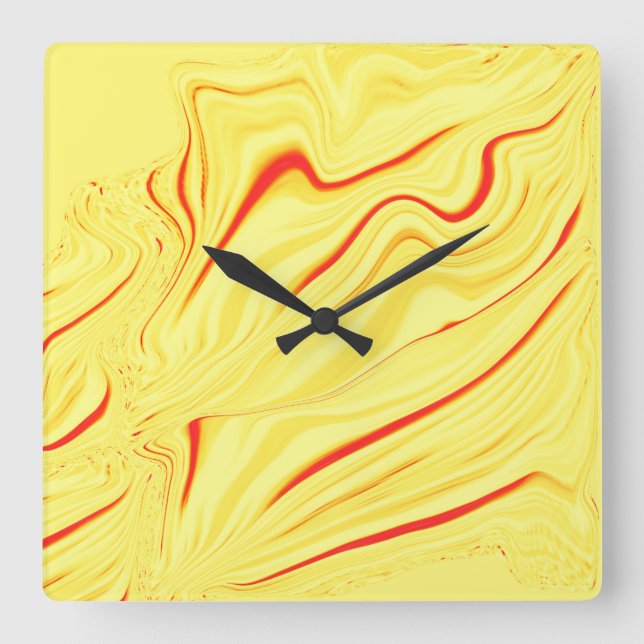 Reloj Cuadrado Crema de mango, con coral curvo o trazo rojo (Anverso)