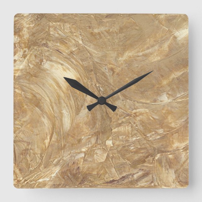 Reloj Cuadrado Creme Marble Faux Finish Square Wallclock (Anverso)