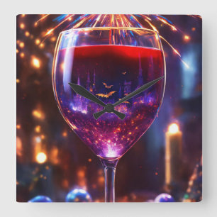 Reloj Cuadrado Crepúsculo de la verdad: vino, estrellas y vampiro