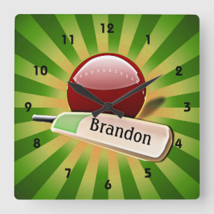 Reloj Cuadrado Cricket Sports Design Clock