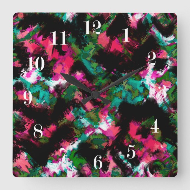 Reloj Cuadrado Crimen abstracto negro (Anverso)