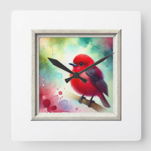 Reloj Cuadrado Crimson crested manakin 060924AREF129 - Watercolor