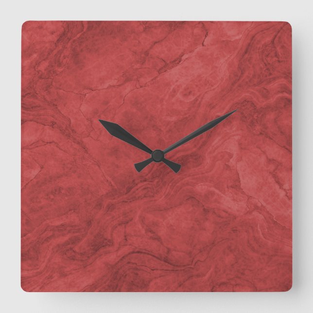 Reloj Cuadrado Crimson Faux Marble Minimalista (Anverso)