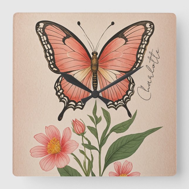 Reloj Cuadrado Crimson Serenade Personalizada (Anverso)