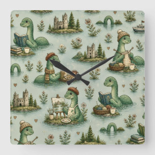 Reloj Cuadrado Criptídeos Acogedores Nessie Monstruo del Lago Nes