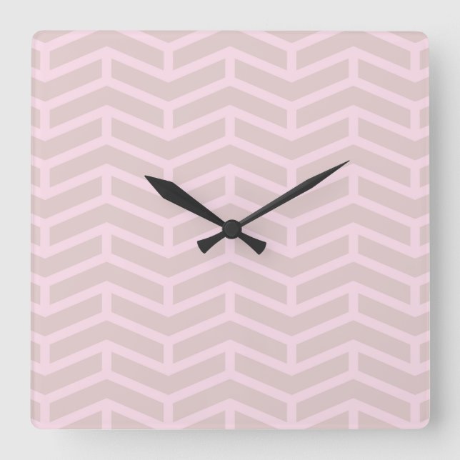 Reloj Cuadrado Crisp Sharp Flechas opuestas Chevron Pink Neutral (Anverso)
