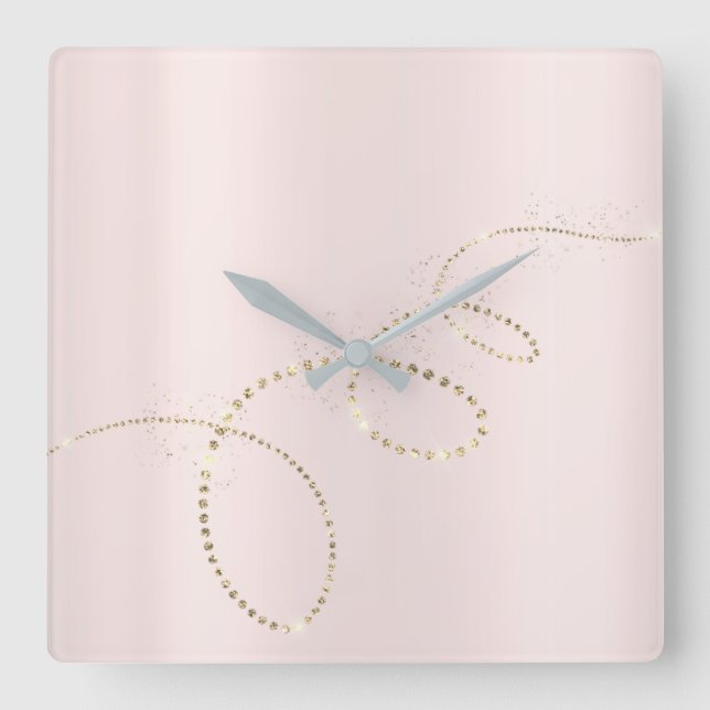 Reloj Cuadrado Cristales de ballet rosa vidrio congelado Gris inf (Anverso)